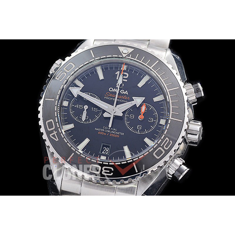 0 0 0 0 0 OMCPOC45-001 M+S-F Planet Ocean Chrono SS/SS Black A-7750 Mod to Calibre 9900 Functions 
