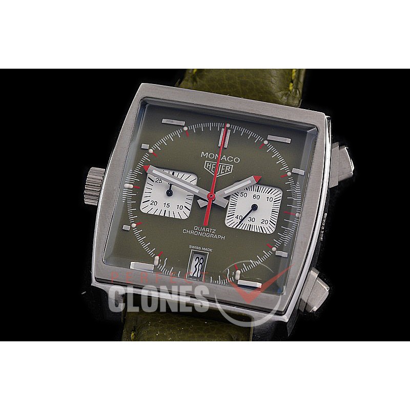 0 0 TGM00926 Monaco Classic SS/LE Khaki Green Jap OS20 Quartz Chrono