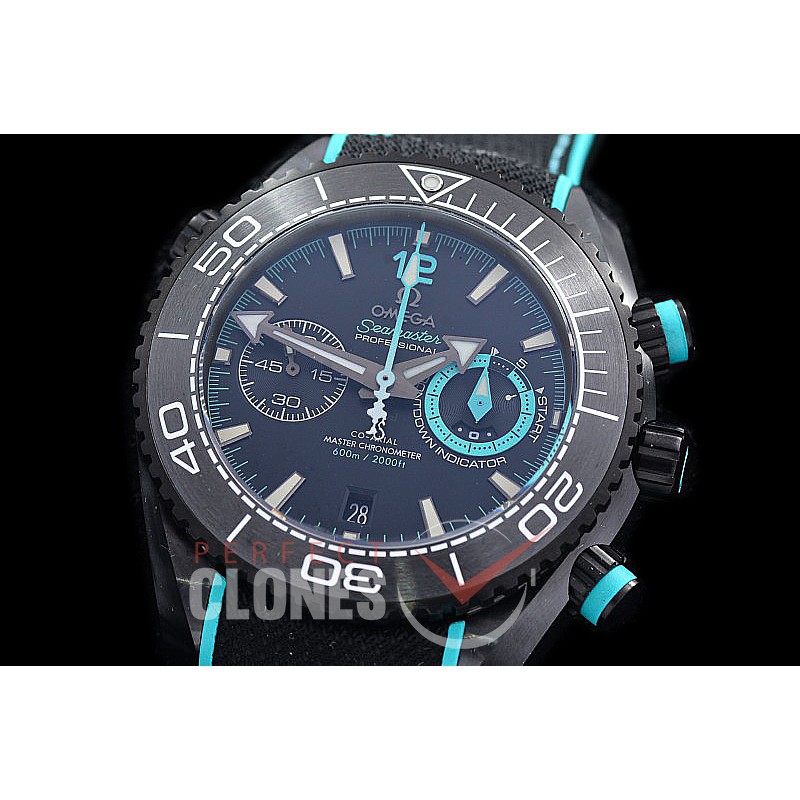 0 0 0 0 0 OMCPOC45-DB-102 M+S-F Planet Ocean Deep Black Chrono ETNZ CER/RU Black A-7750 Mod to Calibre 9900 Functions 