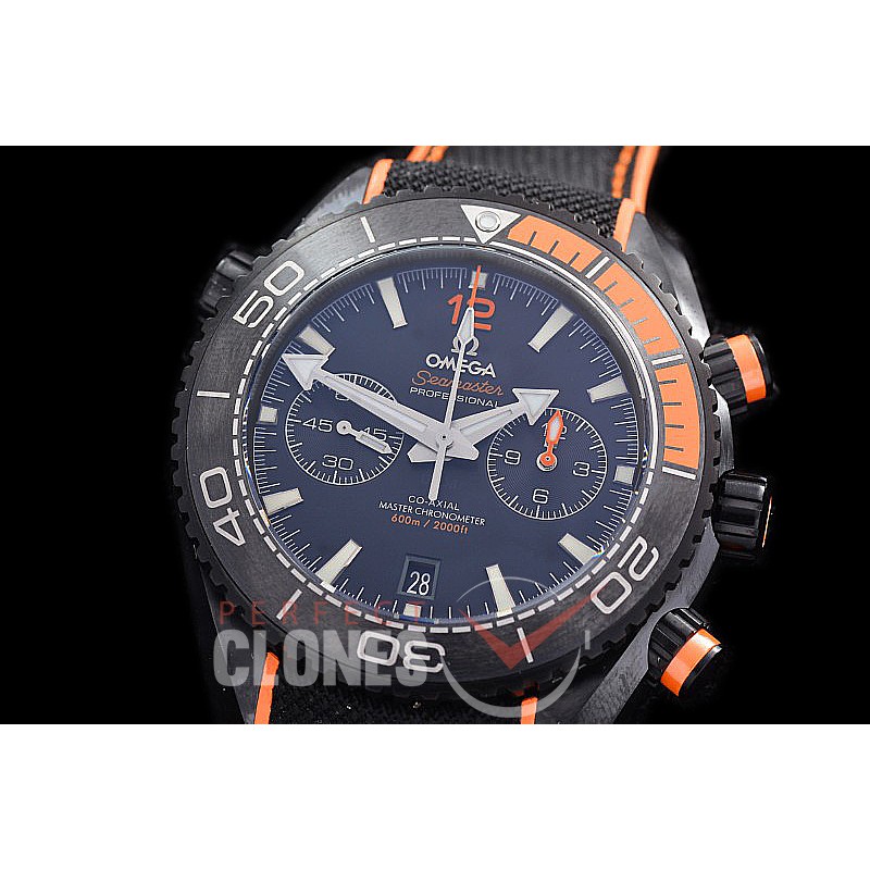 0 0 0 0 0 OMCPOC45-DB-107 M+S-F Planet Ocean Deep Black Chrono CER/RU Black-Orange A-7750 Mod to Calibre 9900 Functions 