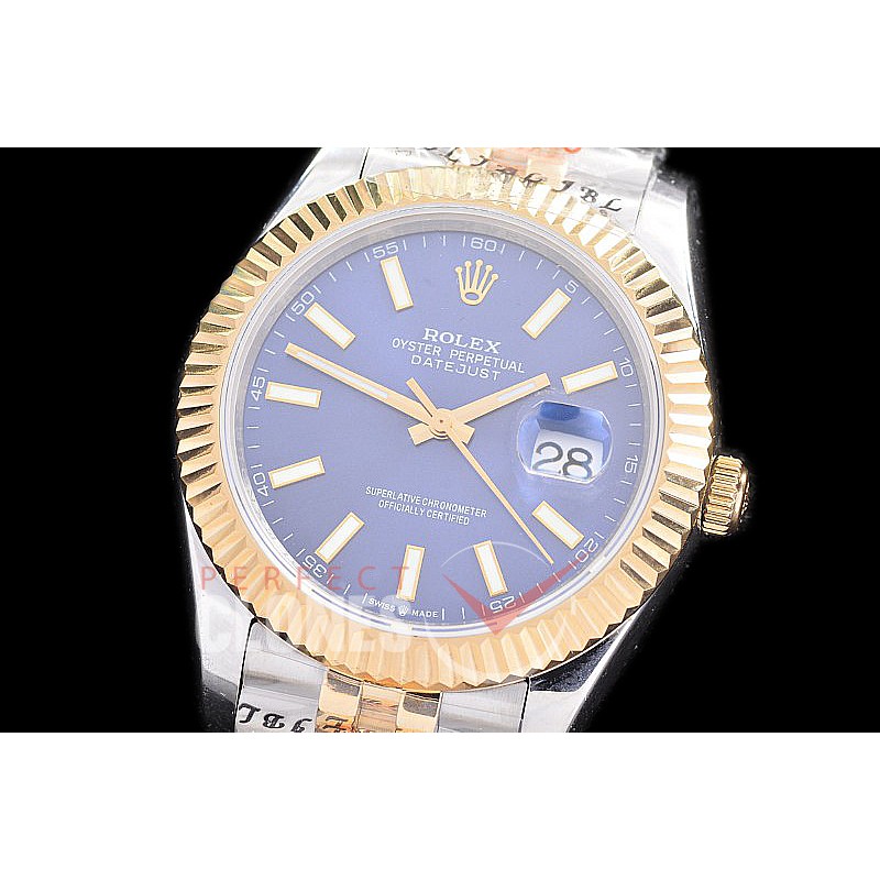 R41DJT-204 NF 904 Steel 126333 SS/YG Fluted/Jubilee Blue Sticks A-2813 - Noob Factory Special Offer 