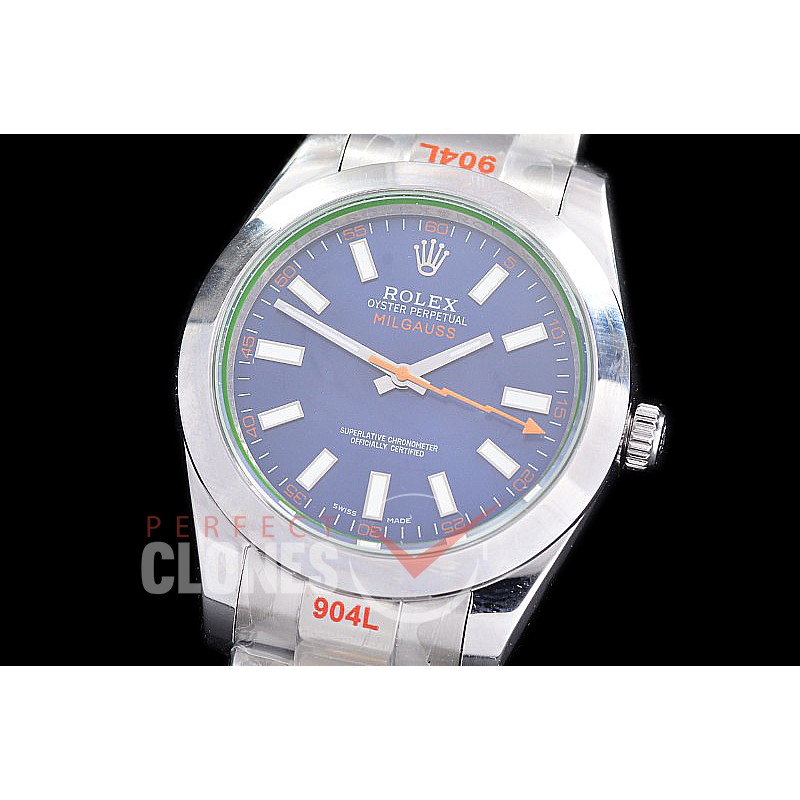 0 0 0 0 RLM00122 NF V5 904 Steel Milgauss 116400GV SS/SS Blue A-2813 - Noob Noob Factory Special Offer 