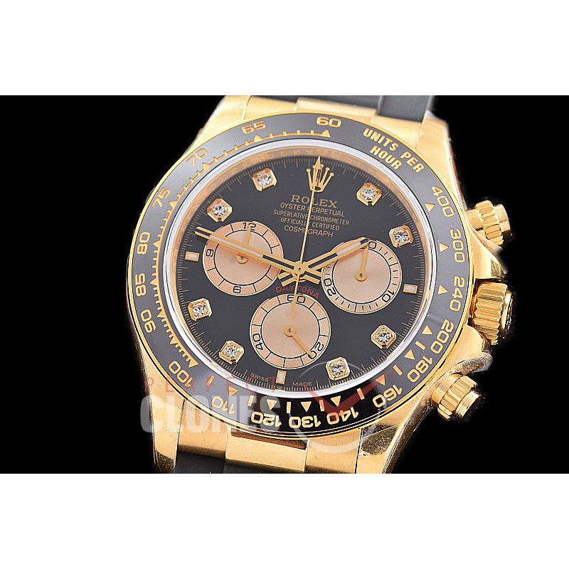 0 0 0 0 0 0 RLDF-126518-118RW QF 904L Steel Daytona 126518LN YG/CER/RU Black Diamonds 4131 Superclone - 72 Hours Power Reserve Movement / Extra Weighted
