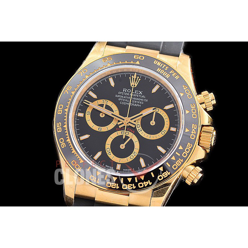 0 0 0 0 0 0 RLDF-126518-102RW QF 904L Steel Daytona 126518LN YG/CER/RU Black Sticks 4131 Superclone - 72 Hours Power Reserve Movement / Extra Weighted