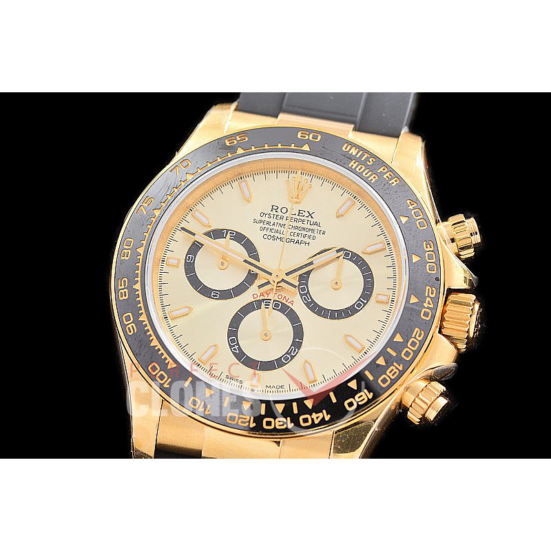0 0 0 0 0 0 RLDF-126518-105RW QF 904L Steel Daytona 126518LN YG/CER/RU Champagne Gold Sticks 4131 Superclone - 72 Hours Power Reserve Movement / Extra Weighted