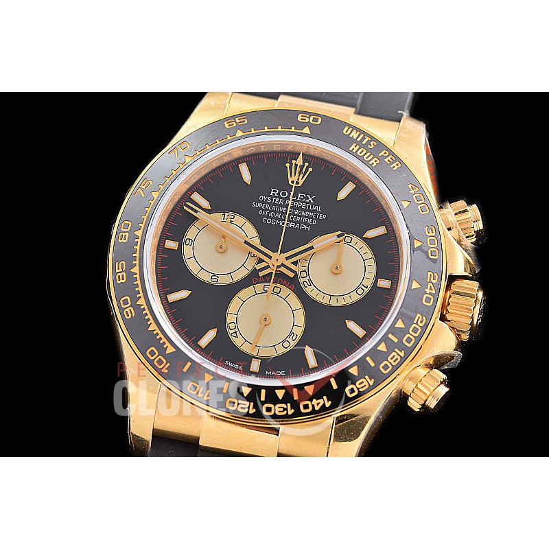0 0 0 0 0 0 RLDF-126518-108RW QF 904L Steel Daytona 126518LN YG/CER/RU Black Sticks 4131 Superclone - 72 Hours Power Reserve Movement / Extra Weighted