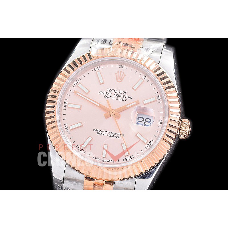 R41DJTR-205 NF 904 Steel 126331 SS/RG Fluted/Jubilee Rose Gold Sticks A-2813 - Noob Factory Special Offer 