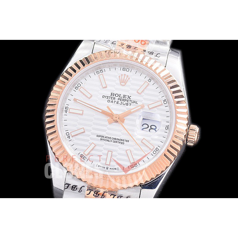 R41DJTR-207 NF 904 Steel 126331 SS/RG Fluted/Jubilee White Fluted Sticks A-2813 - Noob Factory Special Offer 