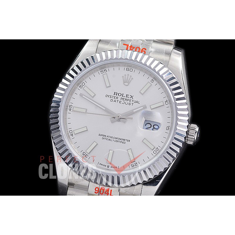 R41DJS-201 NF 904 Steel 126334 SS/SS Fluted/Jubilee Silver Sticks A-2813 - Noob Factory Special Offer 