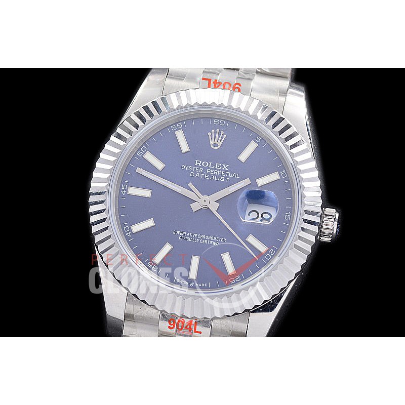 R41DJS-204 NF 904 Steel 126334 SS/SS Fluted/Jubilee Blue Sticks A-2813 - Noob Factory Special Offer 