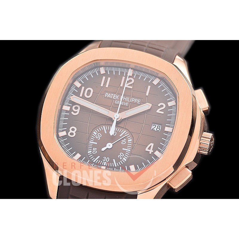 0 0 0 0 0 PPAQC-5968-008 3KF Aquanaut Chronograph 5968 RG/RU Brown Asian Clone CH 28‑520 C/522 