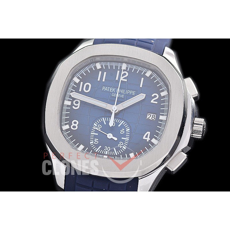 0 0 0 0 0 PPAQC-5968-003 3KF Aquanaut Chronograph 5968 SS/RU Blue Asian Clone CH 28‑520 C/522 
