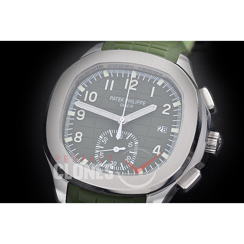 0 0 0 0 0 PPAQC-5968-004 3KF Aquanaut Chronograph 5968 SS/RU Green Asian Clone CH 28‑520 C/522 