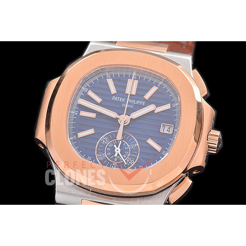 0 0 0 0 0 PP-5980-013L PPF Nautilus 5980 Chronograph SS/RG/LE Blue Sticks Asian Clone Calibre CH28-520 C