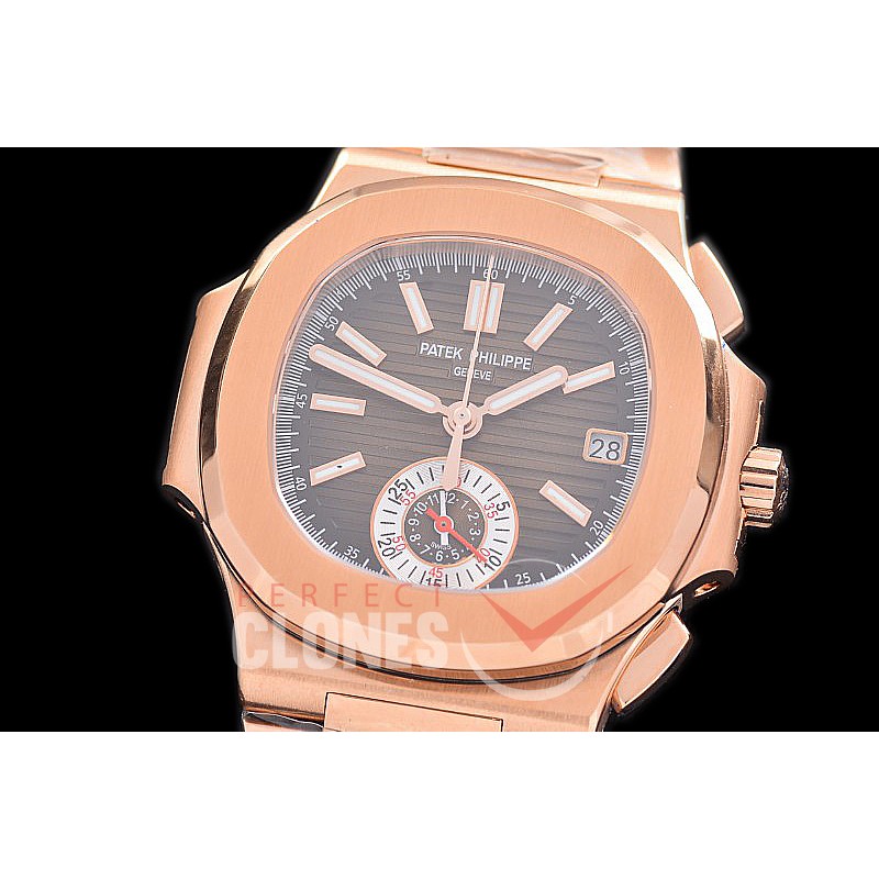 0 0 0 0 0 PP-5980-023S 3KF Nautilus 5980 Chronograph RG/RG Brown Asian Clone Calibre CH28-520 C