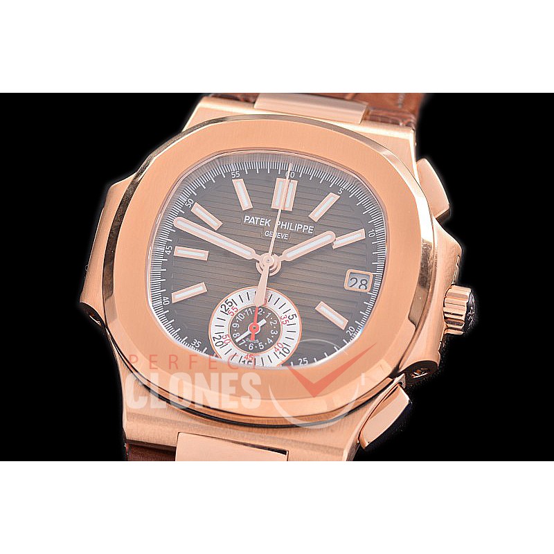 0 0 0 0 0 PP-5980-023L PPF Nautilus 5980 Chronograph RG/LE Brown Asian Clone Calibre CH28-520 C 