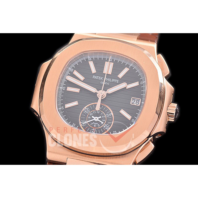 0 0 0 0 0 PP-5980-026L PPF Nautilus 5980 Chronograph RG/LE Black Asian Clone Calibre CH28-520 C