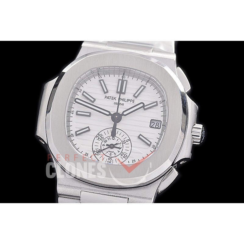 0 0 0 0 0 PP-5980-001S 3KF Nautilus 5980 Chronograph SS/SS White Asian Clone Calibre CH28-520 C