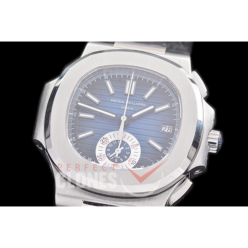 PP-5980-003L 3KF Nautilus 5980 Chronograph SS/LE Blue Asian Clone Calibre CH28-520 C