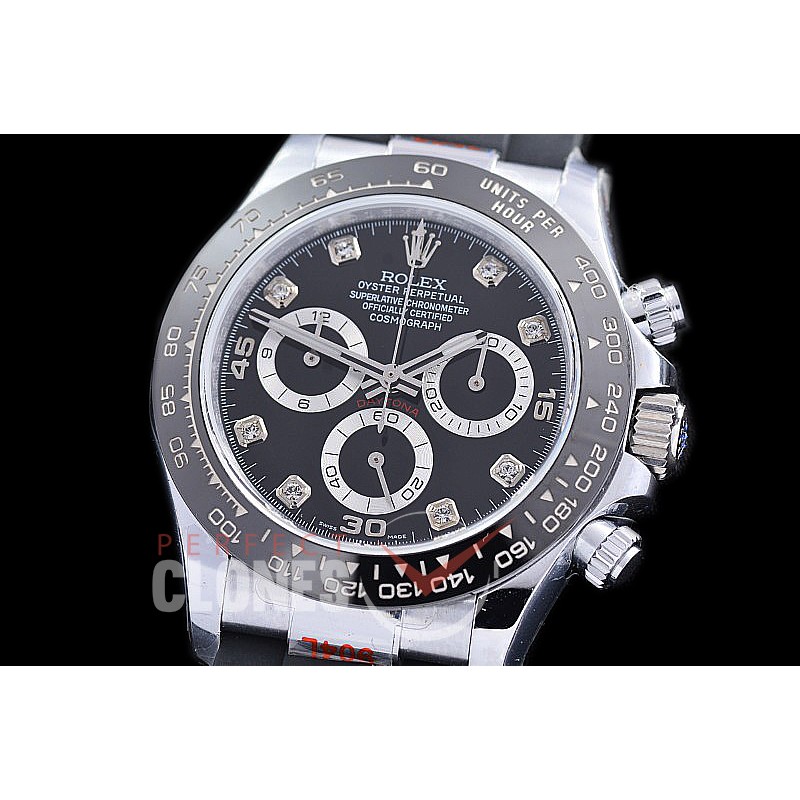 0 0 0 0 0 0 RLDS-4130-872RW QF V11 904L Steel Daytona 116519LN SS/CER/RU Black Diamonds 4130 Superclone - 72 Hours Power Reserve Movement / Extra Weighted