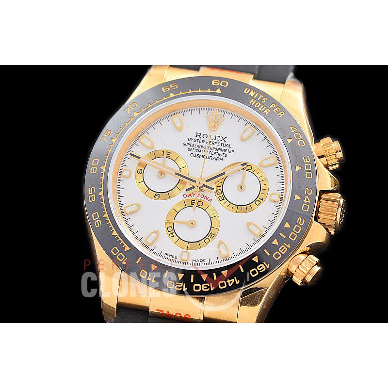 0 0 0 0 0 0 RLDF-4130-851RW QF V11 904L Steel Daytona 116518LN YG/CER/RU White Sticks 4130 Superclone - 72 Hours Power Reserve Movement / Extra Weighted 