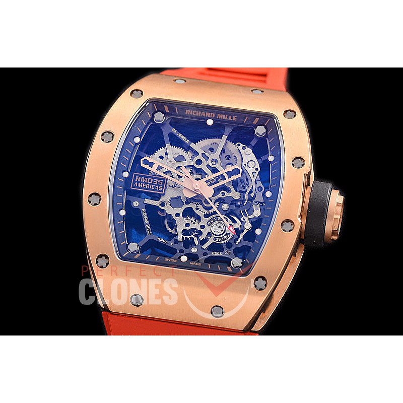 0 0 0 0 0 0 RM035-02-056 KVF RM035 Americas Toro Rose Gold Limited Edition CER/RU Skeleton Asian Clone Calibre RMUL-1 - 55 Hrs Power Reserve 