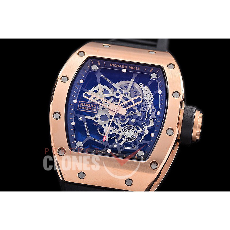 0 0 0 0 0 0 RM035-02-056A KVF RM035 Americas Toro Rose Gold Limited Edition CER/RU Skeleton Asian Clone Calibre RMUL-1 - 55 Hrs Power Reserve 