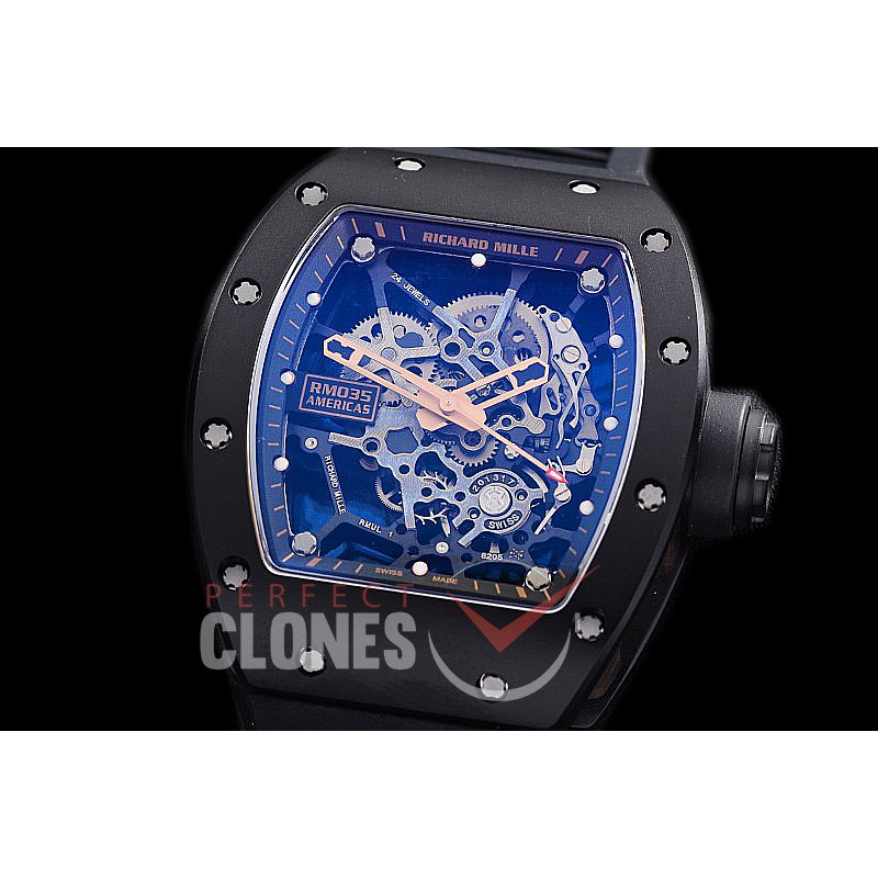 0 0 0 0 0 0 RM035-02-052 KVF RM035 Americas Black Toro Ceramic Limited Edition CER/RU Skeleton Asian Clone Calibre RMUL-2 - 120 Hrs Power Reserve 