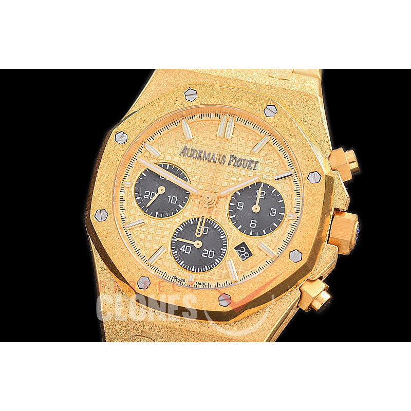 AP26240-115 OMF Royal Oak Chronograph Frosted 26240 YG/YG Gold A-7750 Mod 1-1 Thickness 