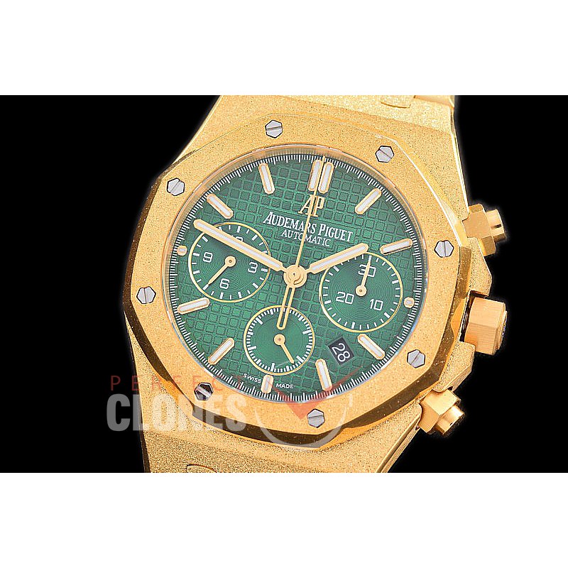 AP26240-116 OMF Royal Oak Chronograph Frosted 26240 YG/YG Green A-7750 Mod 1-1 Thickness 