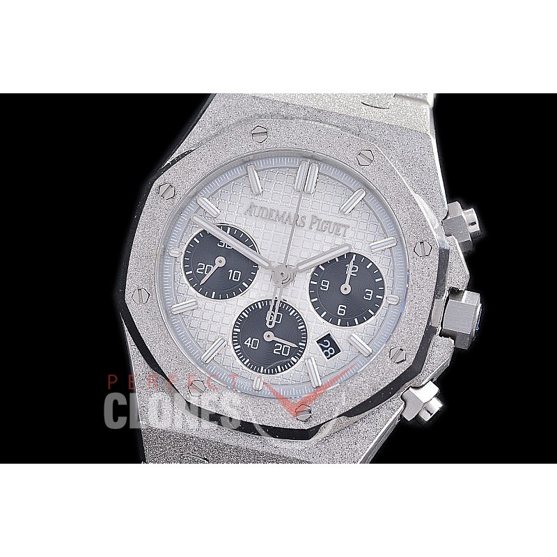 AP26240-101 OMF Royal Oak Chronograph Frosted 26240 SS/SS White A-7750 Mod 1-1 Thickness 