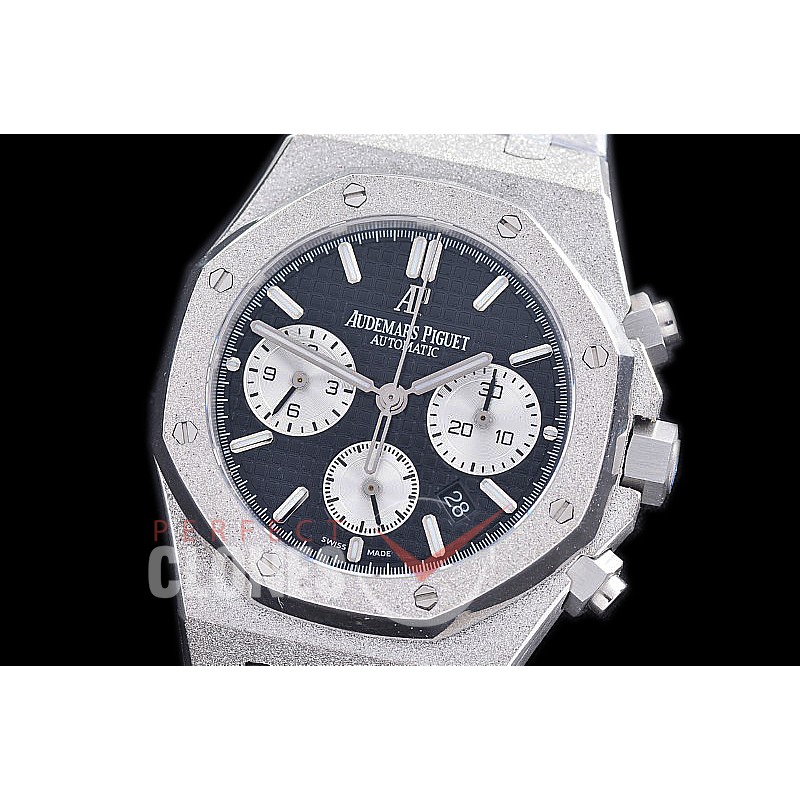 AP26240-102 OMF Royal Oak Chronograph Frosted 26240 SS/SS Black A-7750 Mod 1-1 Thickness 