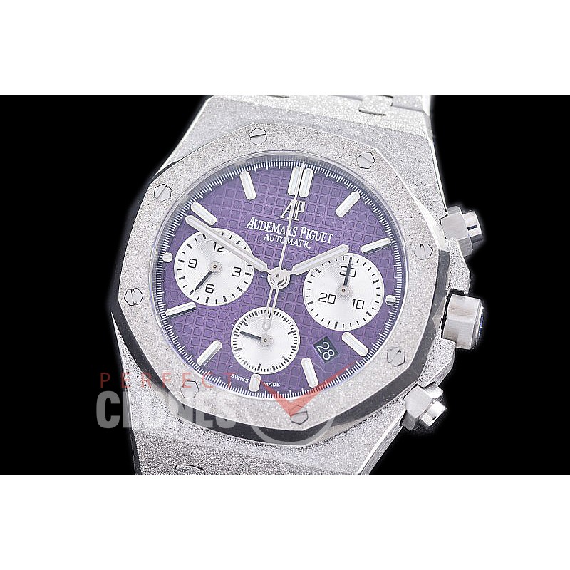 AP26240-106 OMF Royal Oak Chronograph Frosted 26240 SS/SS Violet A-7750 Mod 1-1 Thickness 