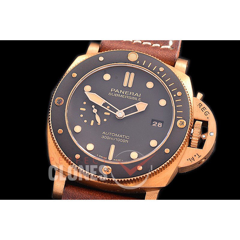 0 0 0 0 0 0 PN968V01 XF/VSF Pam 968 V Series Bronzo Luminor Submersible BR/LE Brown P9010