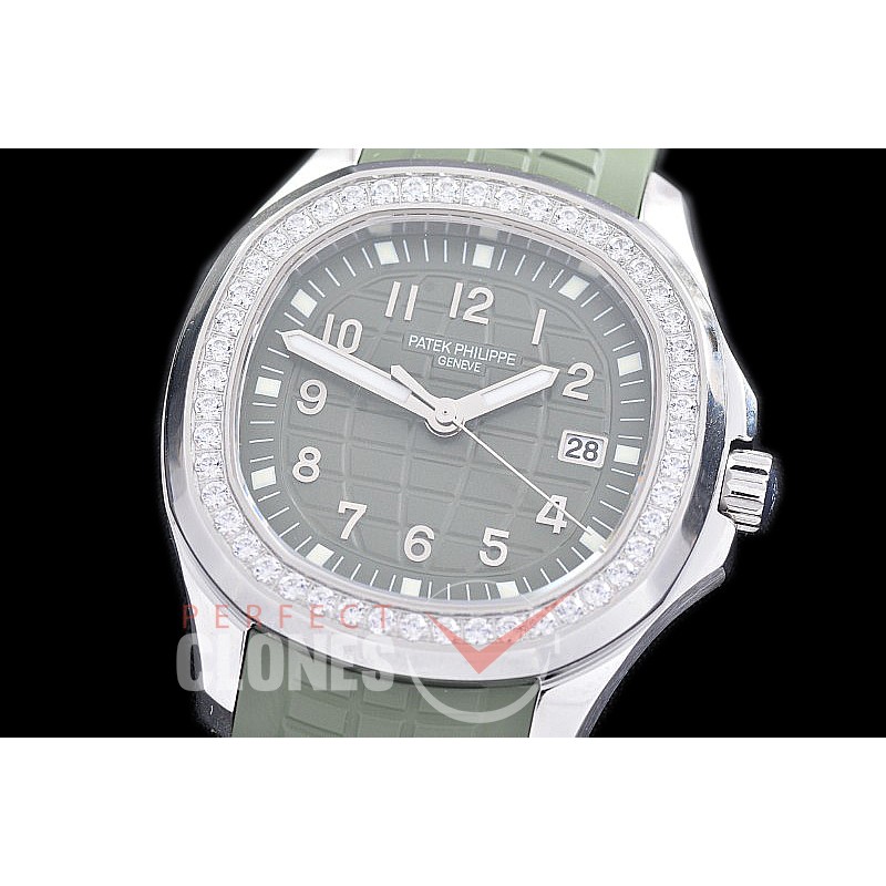 0 0 0 0 0 0 PPAQL-013 ZF 5267 Aquanaut Ladies SS/Diam/RU Green Japanese Quartz