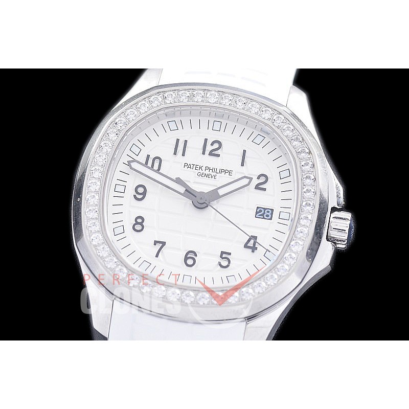 0 0 0 0 0 0 PPAQL-011 ZF 5267 Aquanaut Ladies SS/Diam/RU White Japanese Quartz