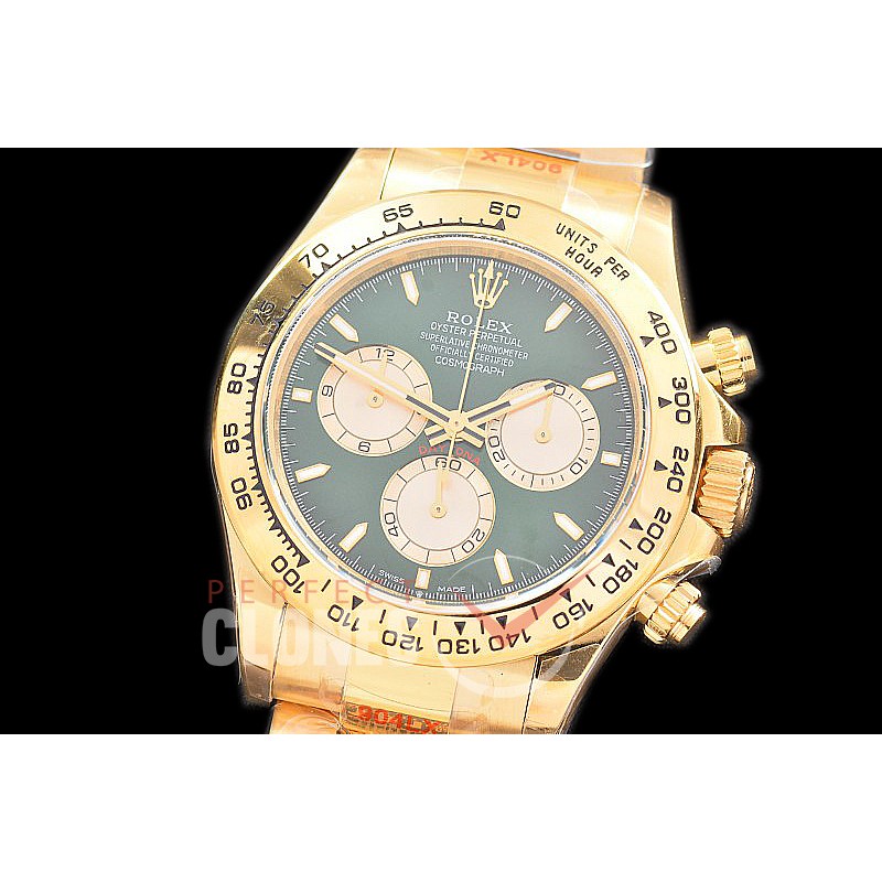 0 0 0 RLDF-126508-159W QF 904L Steel Daytona 126508 YG/YG Green Sticks 4131 Superclone - 72 Hours Power Reserve Movement / Extra Weighted