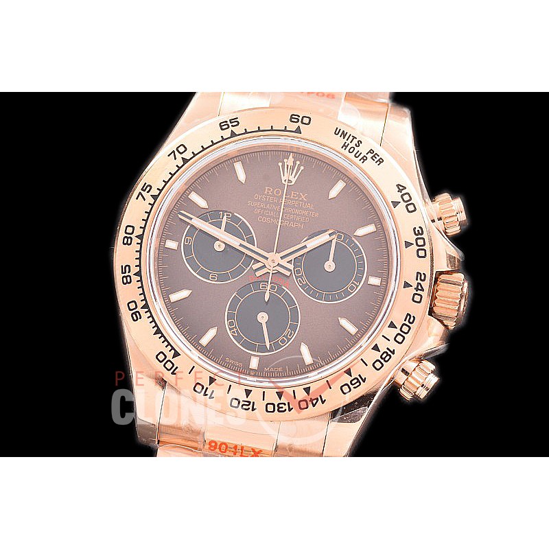 0 0 0 RLDFR-126505-105W QF 904L Steel Daytona 126505 RG/RG Brown Sticks 4131 Superclone - 72 Hours Power Reserve Movement / Extra Weighted