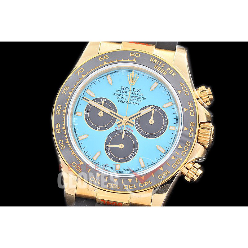 0 0 0 0 0 0 RLDF-126518-109RW QF 904L Steel Daytona 126518LN YG/CER/RU Tiffany Blue Sticks 4131 Superclone - 72 Hours Power Reserve Movement / Extra Weighted