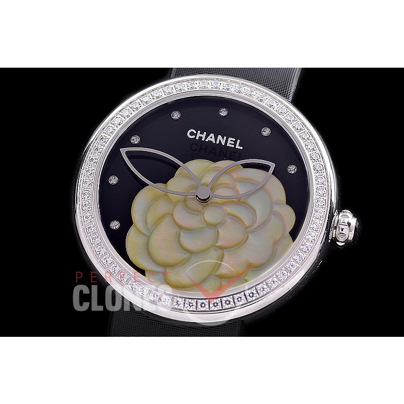 0 0 CHMPR-018 TTF Mademoiselle Prive Ladies Black SS/Diam/ST Black Swiss Quartz 