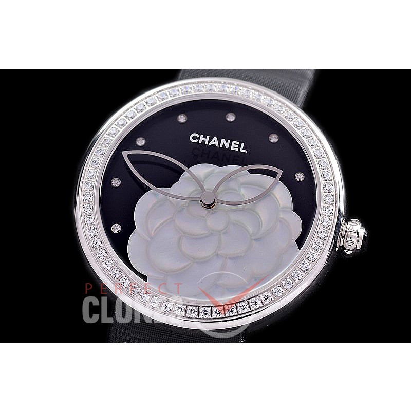 0 0 CHMPR-017 TTF Mademoiselle Prive Ladies Black SS/Diam/ST Black Swiss Quartz 