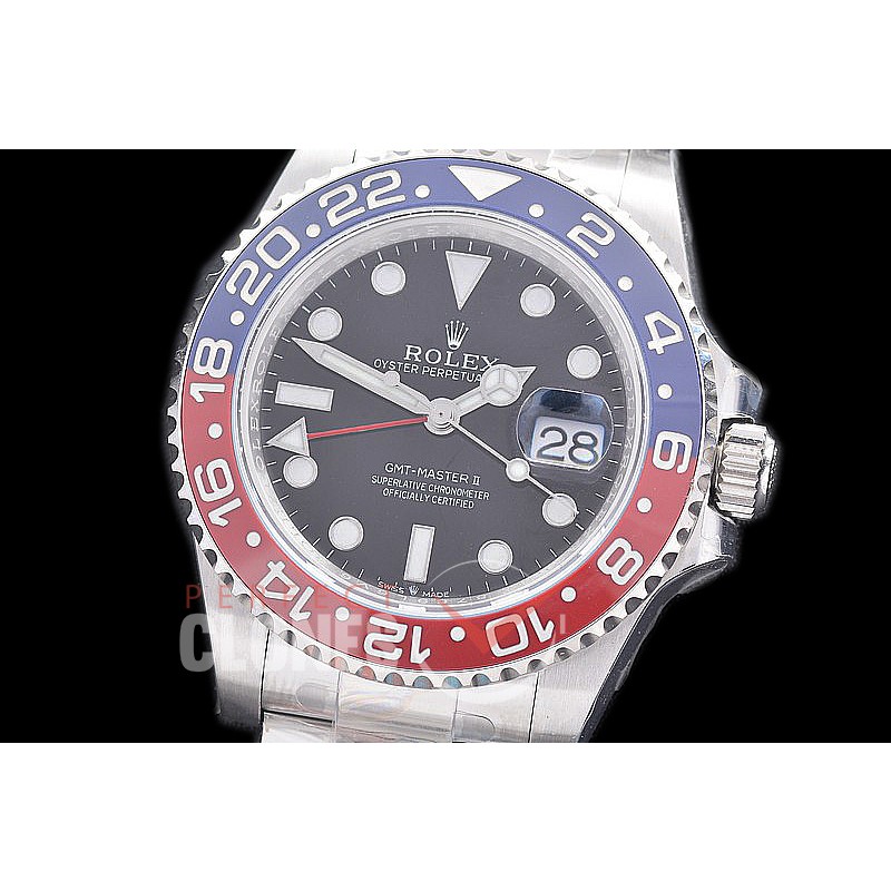 0 0 0 0 0 RLGS00963 Clean-F 904L Steel GMT 126710BLRO Pepsi SS/SS/Oyster Black DD 3285 CHS - 72 Hours Power Reserve
