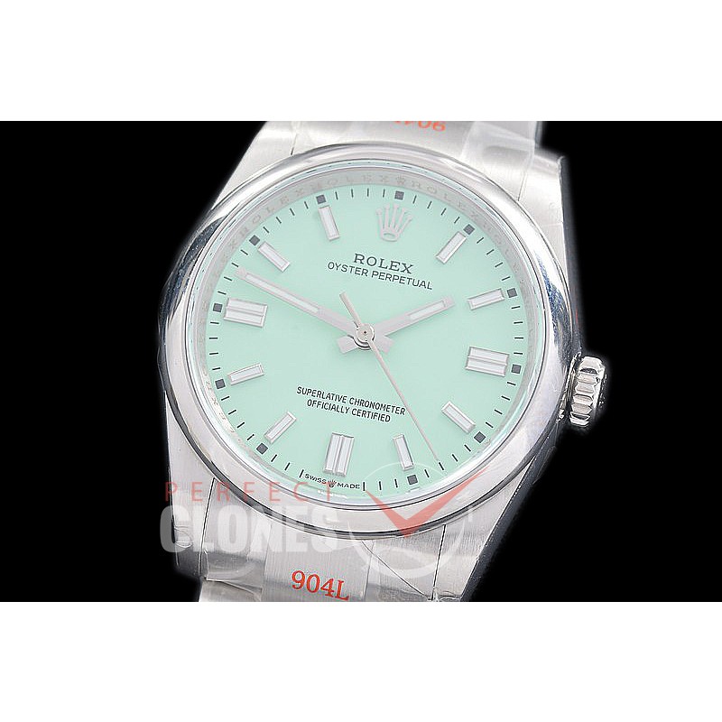 RLOY-36-052 GMF 904 Steel Osyter Perpetual 36mm 126000 SS/SS Mint Green Sticks Asian Clone VR 3235 