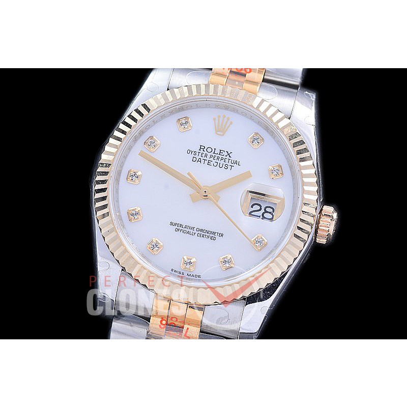 R36DJT-116233-108 BPF Datejust Men 116233 SS/YG Fluted/Jubilee MOP White Diamonds VR 3135 - 18K Wrapped Gold Special Offer !! 