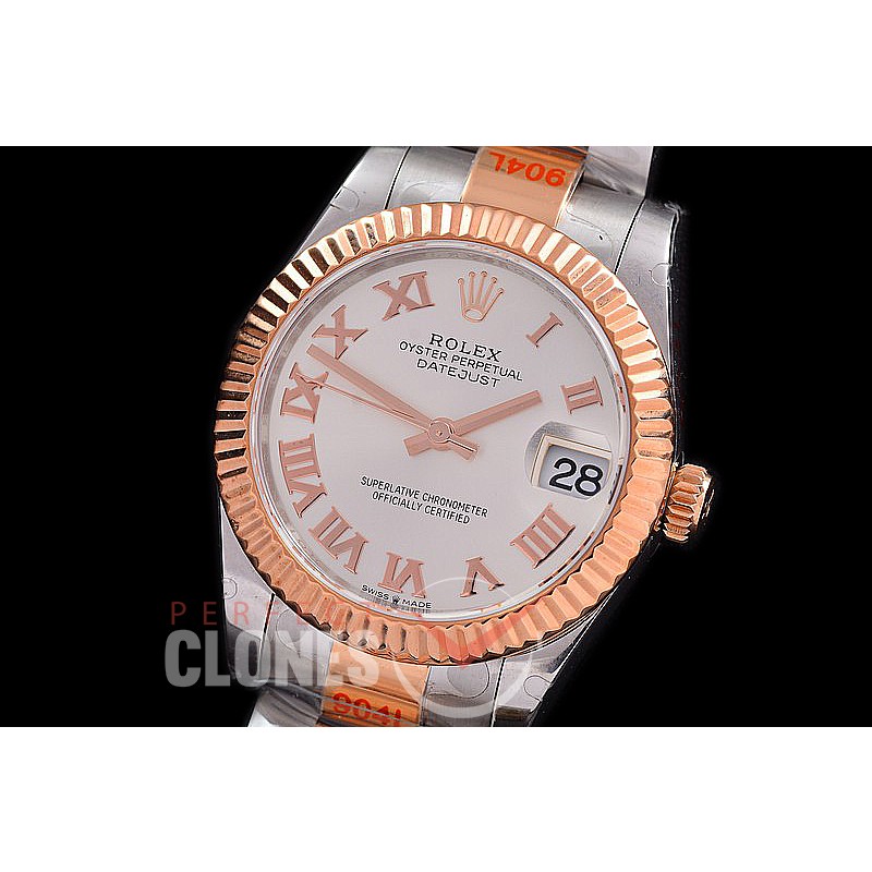 R31DJTR-191 GMF 904 Steel Datejust Midsize 278271 SS/RG Fluted/Oyster Silver Roman Asian Clone 2824