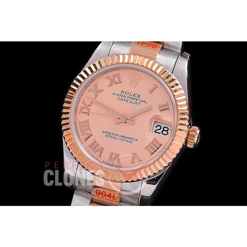 R31DJTR-195 GMF 904 Steel Datejust Midsize 278271 SS/RG Fluted/Oyster Rose Gold Roman Asian Clone 2824
