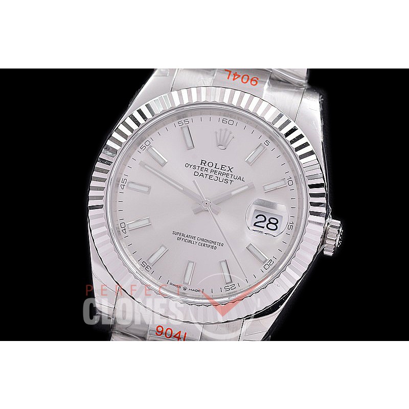 0 0 0 0 0 R41DJS-3235-500 WFF 904L Steel Datejust 41mm 126334 SS/SS Fluted/Oyster Silver Sticks SH 3235