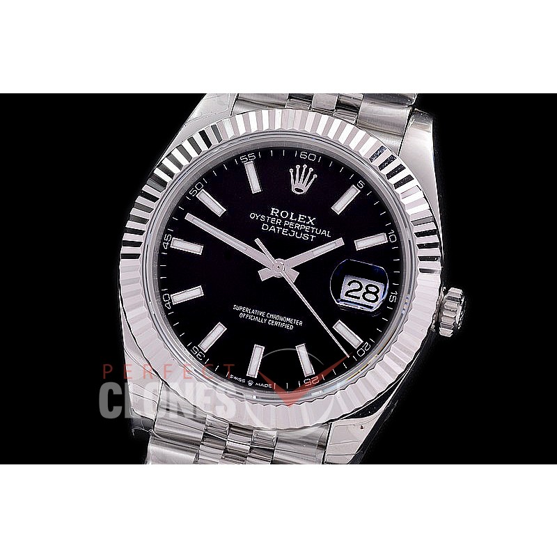 0 0 0 0 0 R41DJS-3235-502J WFF 904L Steel Datejust 41mm 126334 SS/SS Fluted/Jubilee Black Sticks SH 3235