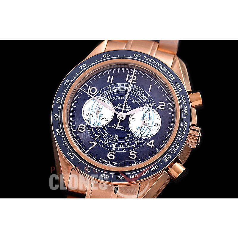 0 0 0 0 0 0 OMSP00918 Speedmaster Chronoscope RG/RG Blue OS20 Quartz