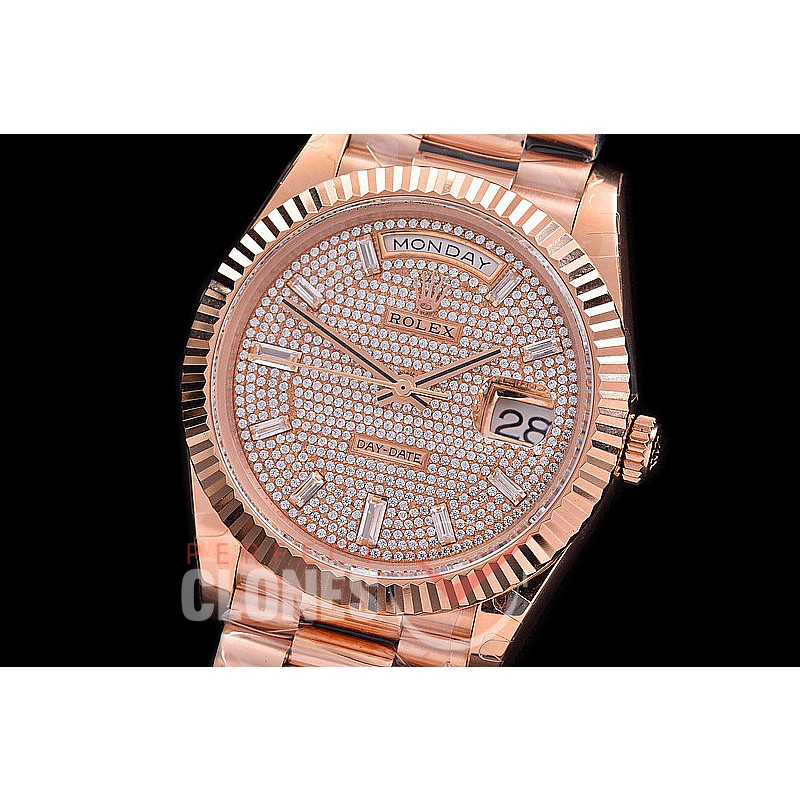 R40DDR00408 228345RBR RG/RG Fluted Bez Rose Gold Glazier Asian Clone 2836